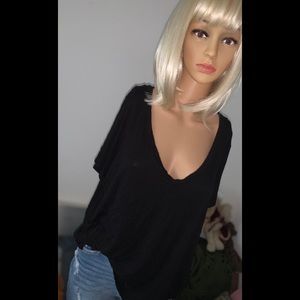 ✨ Black Soft Deep-V Tee